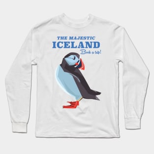 Iceland Puffin vintage travel poster Long Sleeve T-Shirt